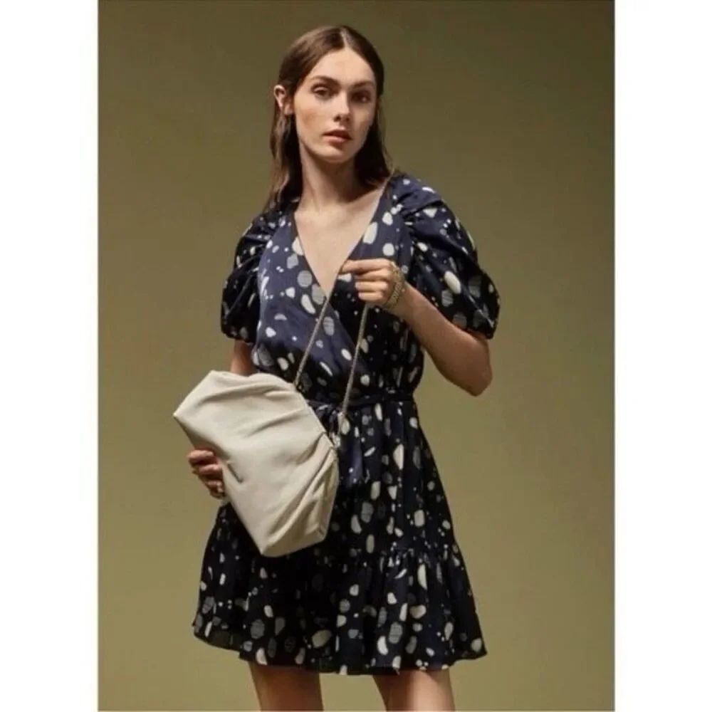 ✨Ted Baker Steviee Puff Sleeve Faux Wrap Sz 3 Dress✨